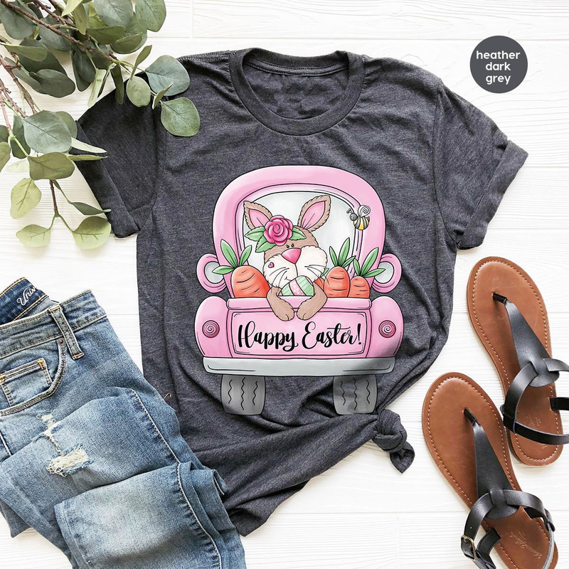 Easter Shirts for Women, Toddler Girls Easter Outfit, Cute Bunny Graphic Tees, Easter Gifts, Happy Easter Crewneck Sweatshirt, Gift for Her - 1.jpg