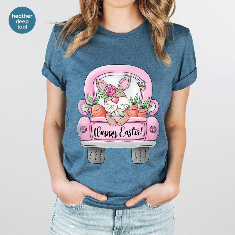 Easter Shirts for Women, Toddler Girls Easter Outfit, Cute Bunny Graphic Tees, Easter Gifts, Happy Easter Crewneck Sweatshirt, Gift for Her - 2.jpg