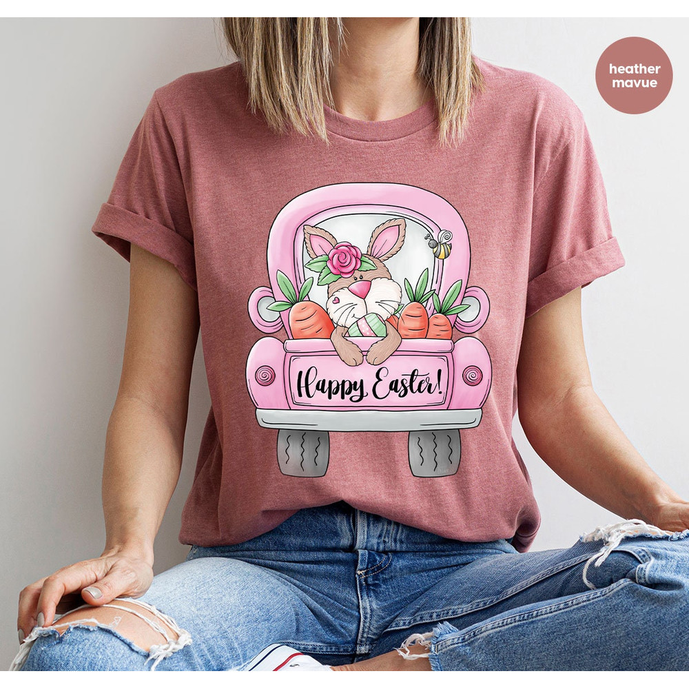Easter Shirts for Women, Toddler Girls Easter Outfit, Cute Bunny Graphic Tees, Easter Gifts, Happy Easter Crewneck Sweatshirt, Gift for Her - 3.jpg