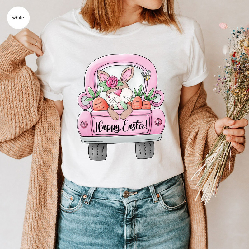 Easter Shirts for Women, Toddler Girls Easter Outfit, Cute Bunny Graphic Tees, Easter Gifts, Happy Easter Crewneck Sweatshirt, Gift for Her - 4.jpg