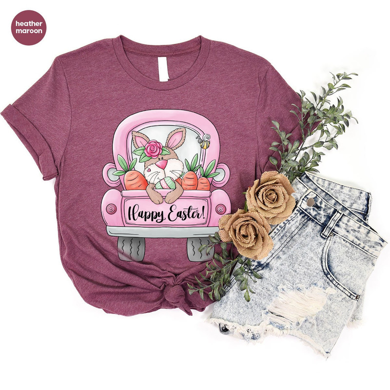 Easter Shirts for Women, Toddler Girls Easter Outfit, Cute Bunny Graphic Tees, Easter Gifts, Happy Easter Crewneck Sweatshirt, Gift for Her - 5.jpg