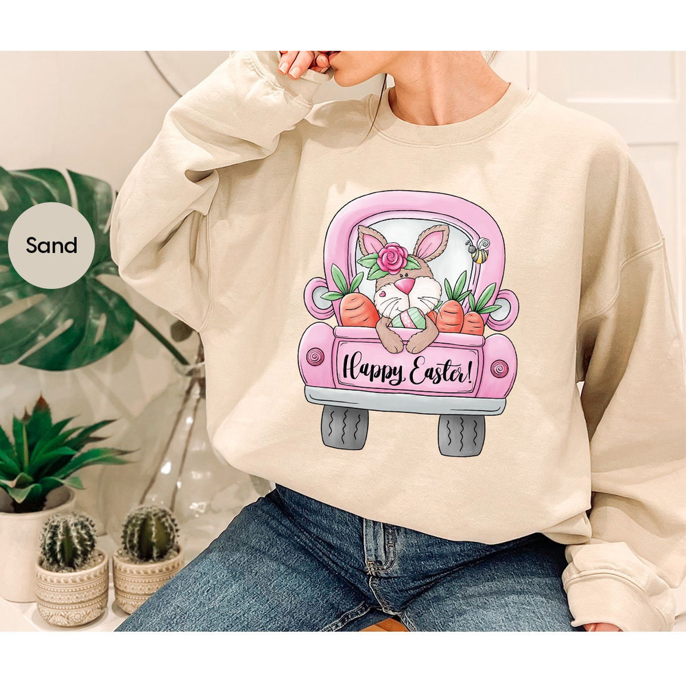 Easter Shirts for Women, Toddler Girls Easter Outfit, Cute Bunny Graphic Tees, Easter Gifts, Happy Easter Crewneck Sweatshirt, Gift for Her - 7.jpg