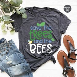 Environmental Shirts, Cute Earth Day T-Shirts, Bee TShirts, Shirts for Women, Recycle Crewneck Sweatshirt, Gift for Wome
