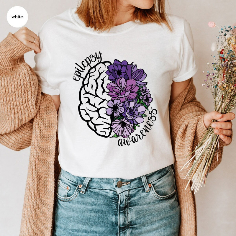 Epilepsy Awareness Crewneck Sweatshirt, Neurodiversity T-Shirt, Epilepsy Gift, Motivational Tee, Epilepsy Mom Shirt, Purple Ribbon Tee - 1.jpg