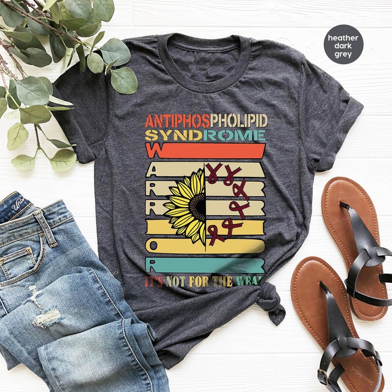 Floral Awareness Gift, Antiphospholipid Syndrome Awareness T Shirt, Warrior Shirt, Sunflower Graphic Tees, Gift for Him, Women VNeck Shirt - 2.jpg