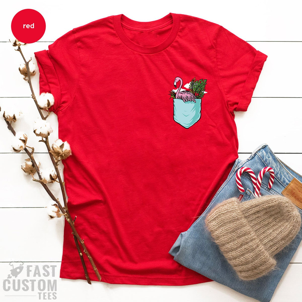 Flamingo Shirt, Mingo T Shirt, Gift For Her, Pocket Print Shirt, Cute Women Shirts, Flamingo Lover T-Shirt - 5.jpg