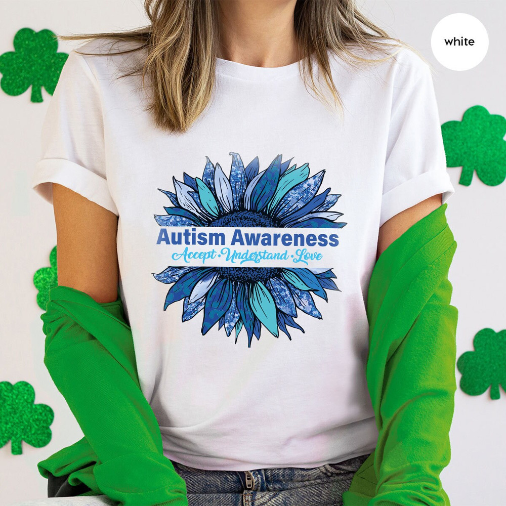 Floral Autism Awareness Shirt, Sunflower Graphic Tees, Autism Mom Gifts, Autism Support VNeck TShirt, Awareness Month Clothing, Gift for Her - 6.jpg