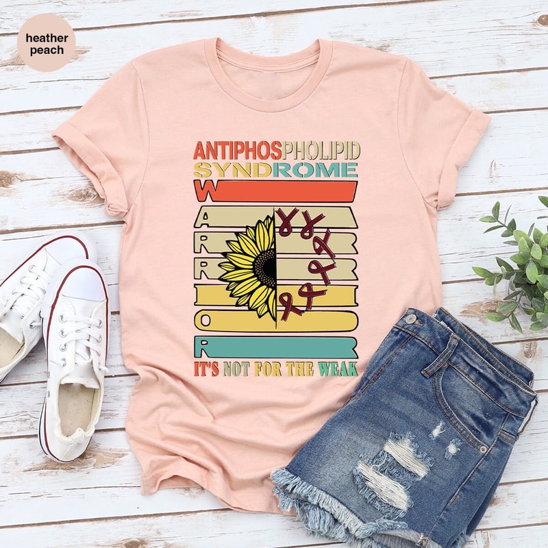 Floral Awareness Gift, Antiphospholipid Syndrome Awareness T Shirt, Warrior Shirt, Sunflower Graphic Tees, Gift for Him, Women VNeck Shirt - 8.jpg