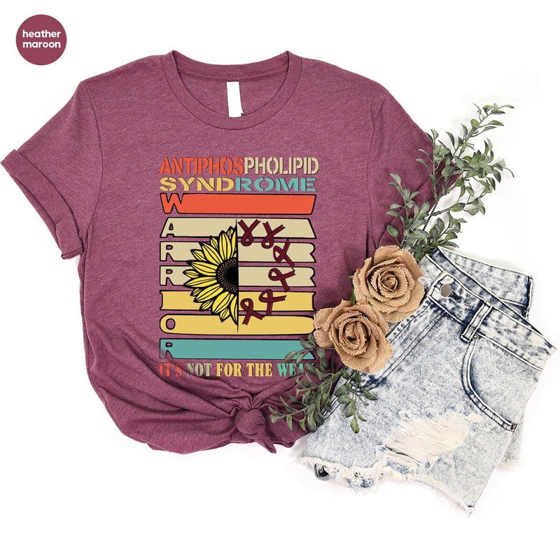 Floral Awareness Gift, Antiphospholipid Syndrome Awareness T Shirt, Warrior Shirt, Sunflower Graphic Tees, Gift for Him, Women VNeck Shirt - 9.jpg
