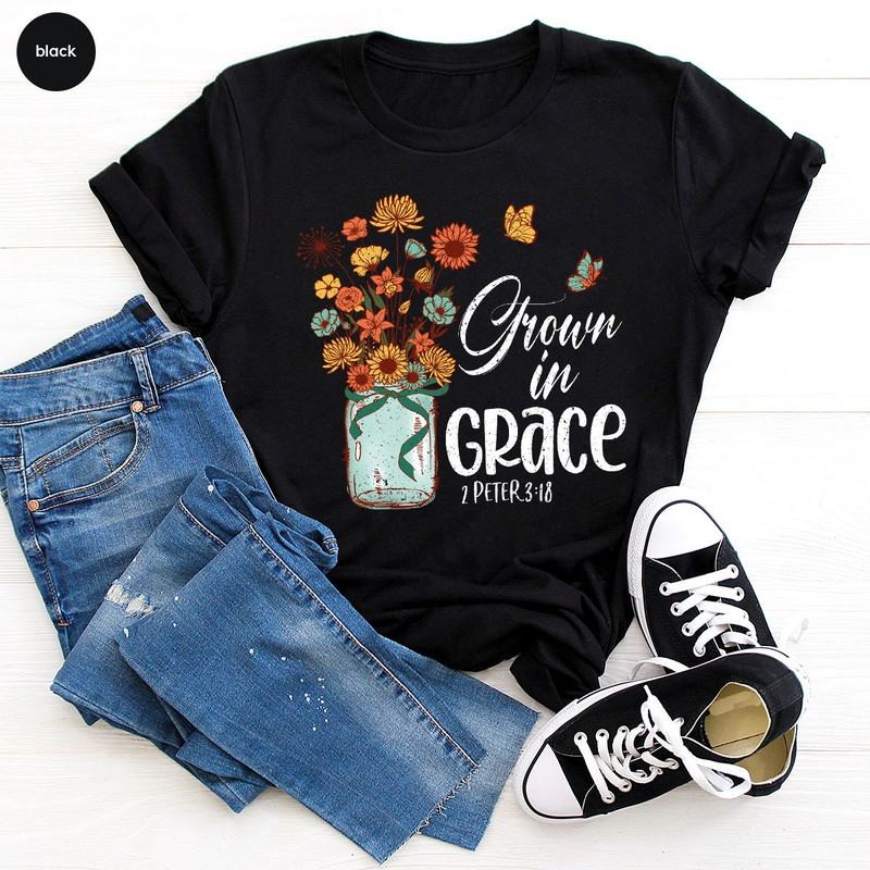 Floral Bible Verse Shirt, Flower Butterfly Graphic Tee, Retro Christian Clothing, Jesus Faith Shirts For Women, Religious Gifts For Her - 2.jpg