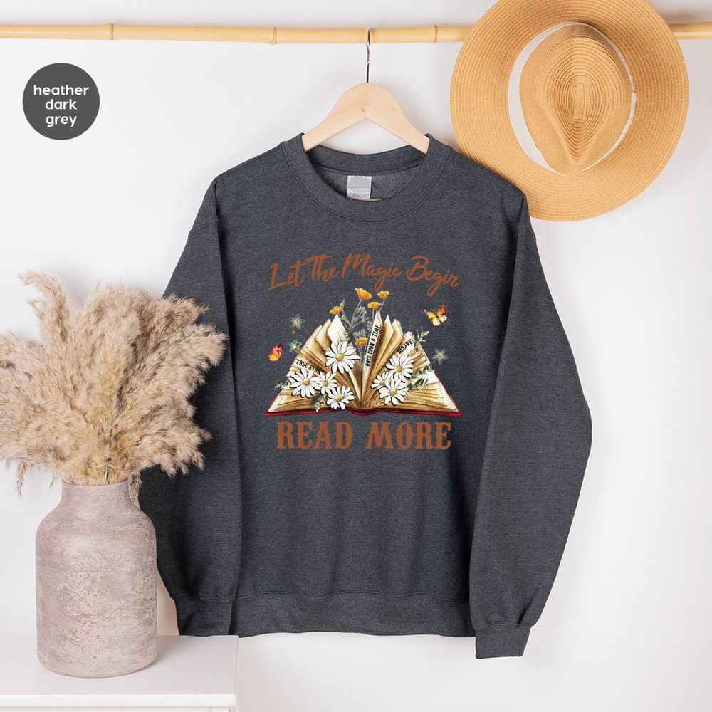 Floral Books Sweatshirt, Flowers Hoodies, Magic Books Long Sleeve Shirt, Reading Book Hoodie, Gifts for Librarian, Cute Bookworm Sweatshirts - 6.jpg
