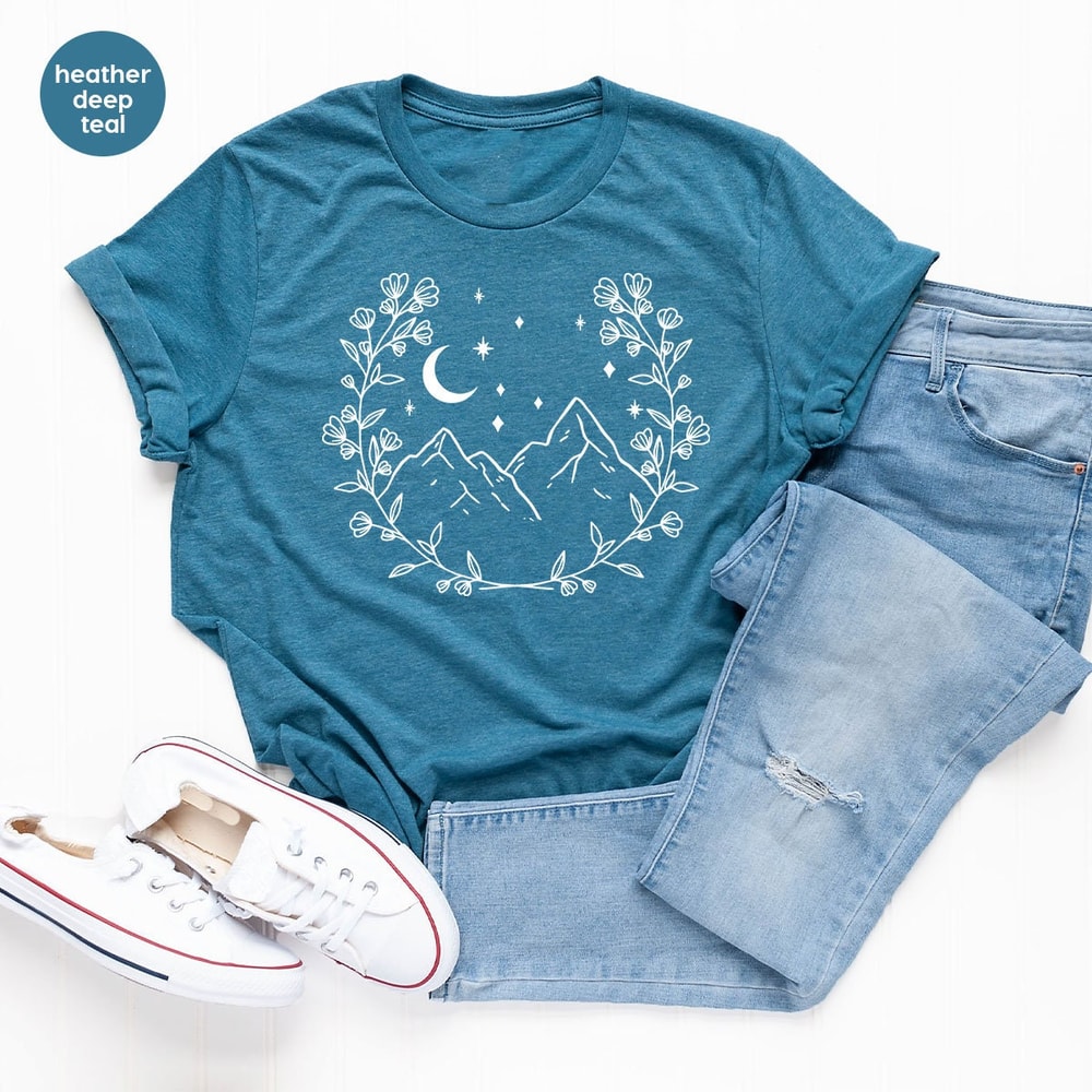 Floral Crewneck Sweatshirt, Moon Graphic Tees, Flower T-Shirt, Retro Shirts for Women, Gift for Her, Gift for Mom, Plant Shirt - 5.jpg