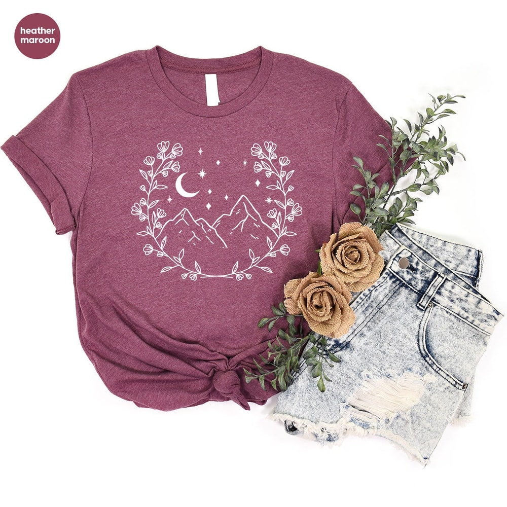 Floral Crewneck Sweatshirt, Moon Graphic Tees, Flower T-Shirt, Retro Shirts for Women, Gift for Her, Gift for Mom, Plant Shirt - 6.jpg