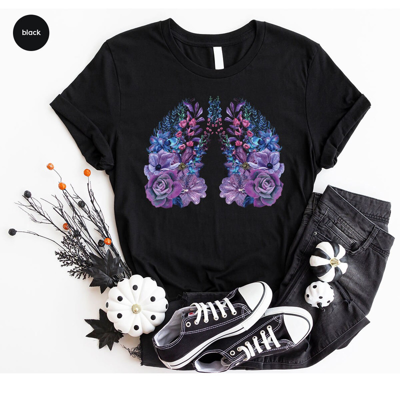 Floral Cystic Fibrosis Shirt, Cystic Fibrosis Gift, Lung Graphic Tees, Invisible Illness Tees, Gift for Her, Cystic Fibrosis Survivor Outfit - 6.jpg