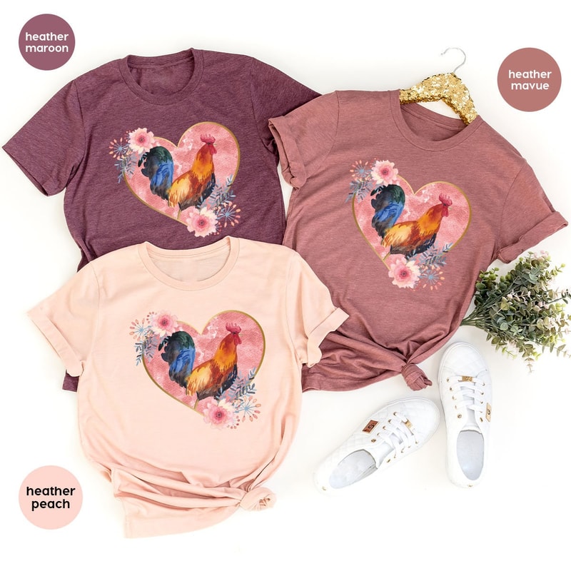 Floral Farm Shirts, Rooster Graphic Tees, Farmer Shirts, Gifts for Women, Animal Shirts for Women, Farm Gifts, Farming Clothes - 2.jpg