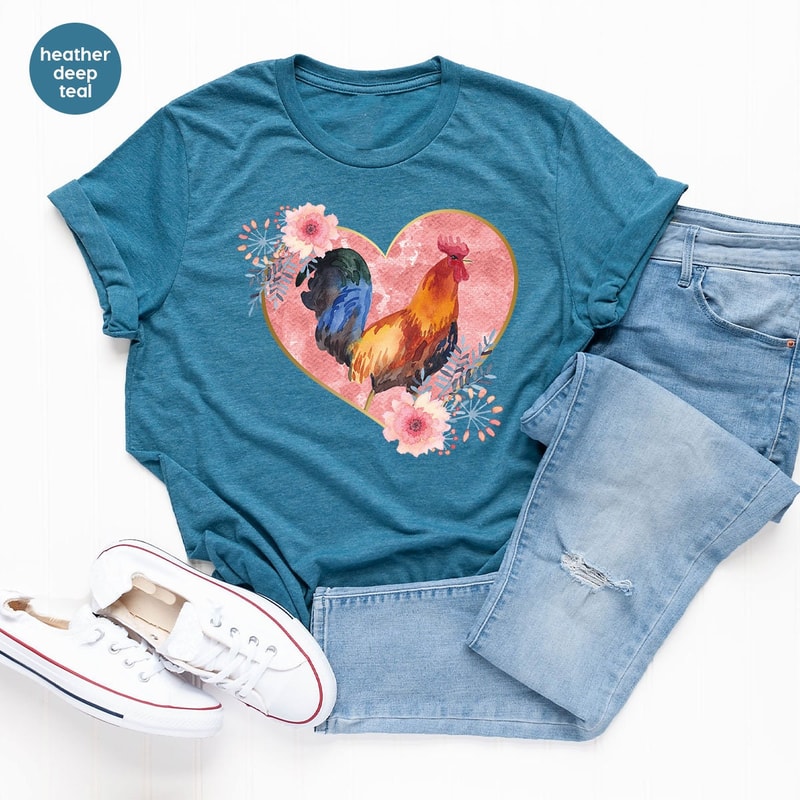 Floral Farm Shirts, Rooster Graphic Tees, Farmer Shirts, Gifts for Women, Animal Shirts for Women, Farm Gifts, Farming Clothes - 3.jpg