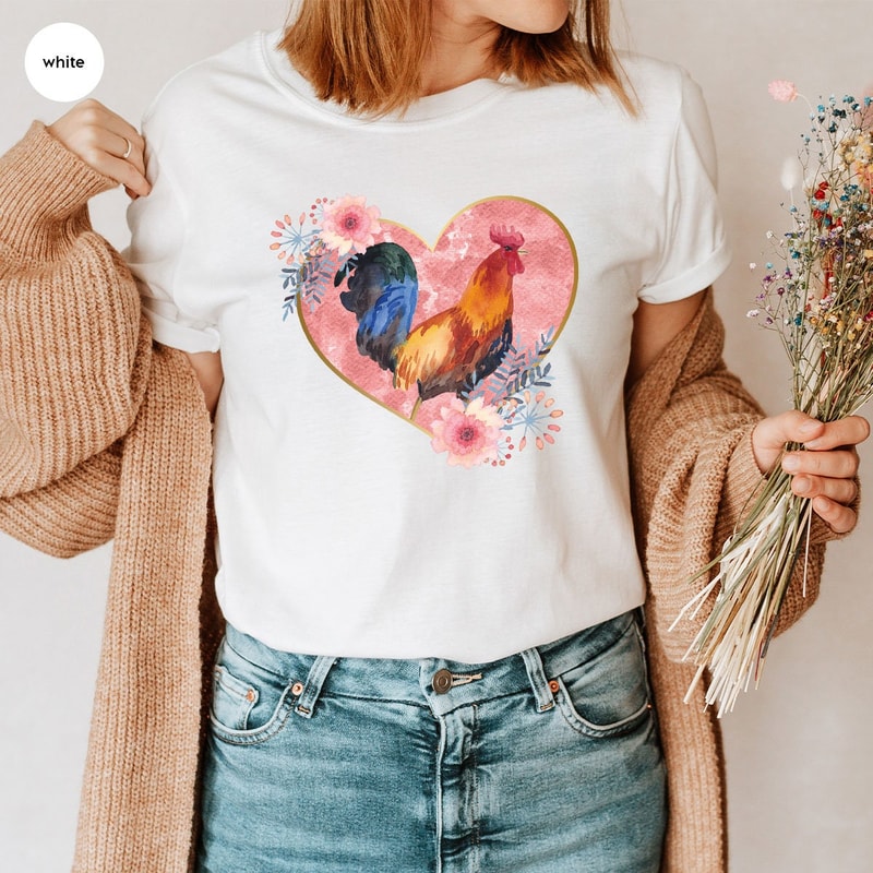 Floral Farm Shirts, Rooster Graphic Tees, Farmer Shirts, Gifts for Women, Animal Shirts for Women, Farm Gifts, Farming Clothes - 5.jpg