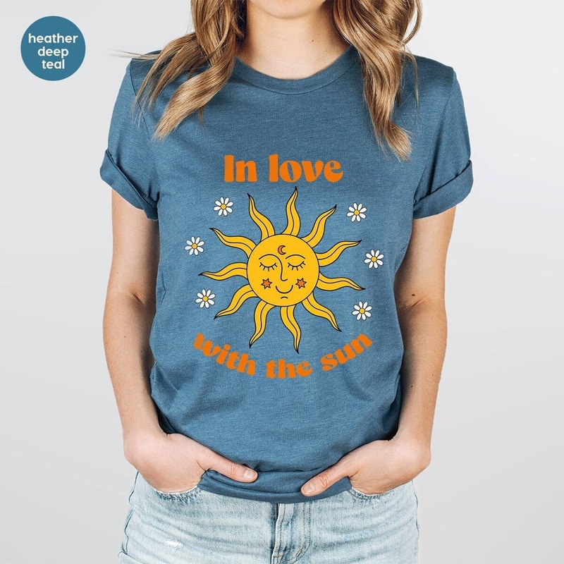 Floral Graphic Tees, Summer Shirt, Celestial Shirt, Sun T-Shirt, Positive Shirt, Sun Shirt for Women, Flower Tee, Gift for Her - 1.jpg