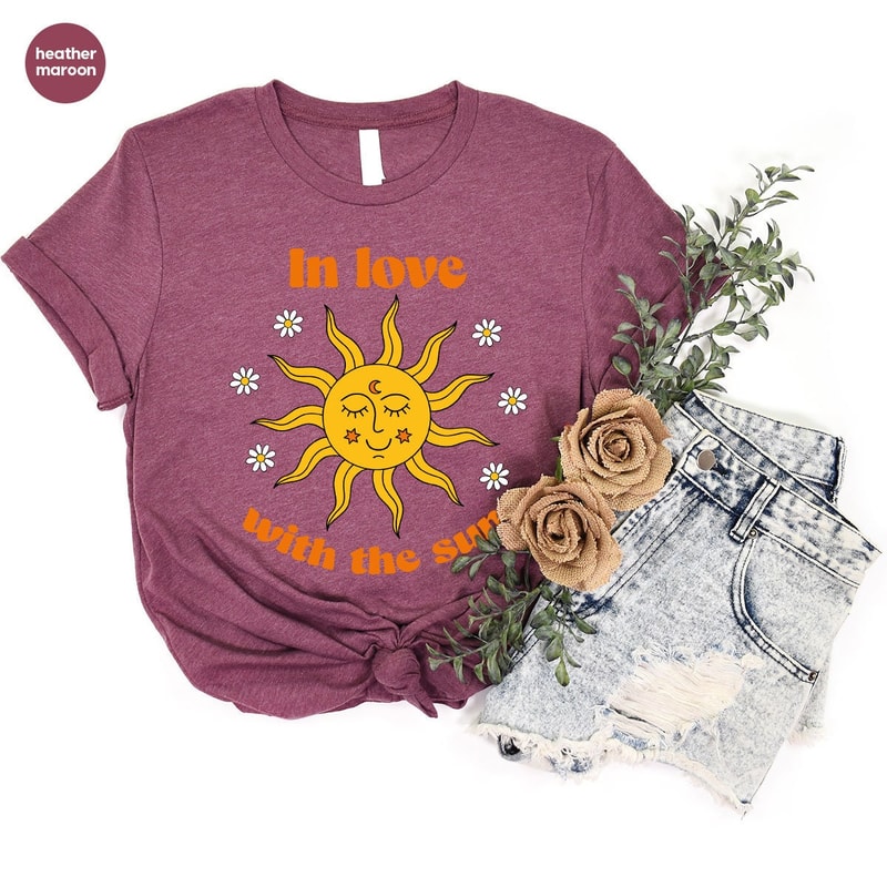 Floral Graphic Tees, Summer Shirt, Celestial Shirt, Sun T-Shirt, Positive Shirt, Sun Shirt for Women, Flower Tee, Gift for Her - 3.jpg