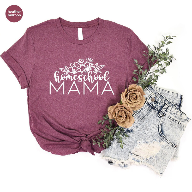 Floral Homeschool Mama TShirt, Mothers Day Gift, Christian Mama Shirt, Mothers Day Shirt, Cute Mommy Vneck Shirt, Religious Mom Graphic Tees - 5.jpg