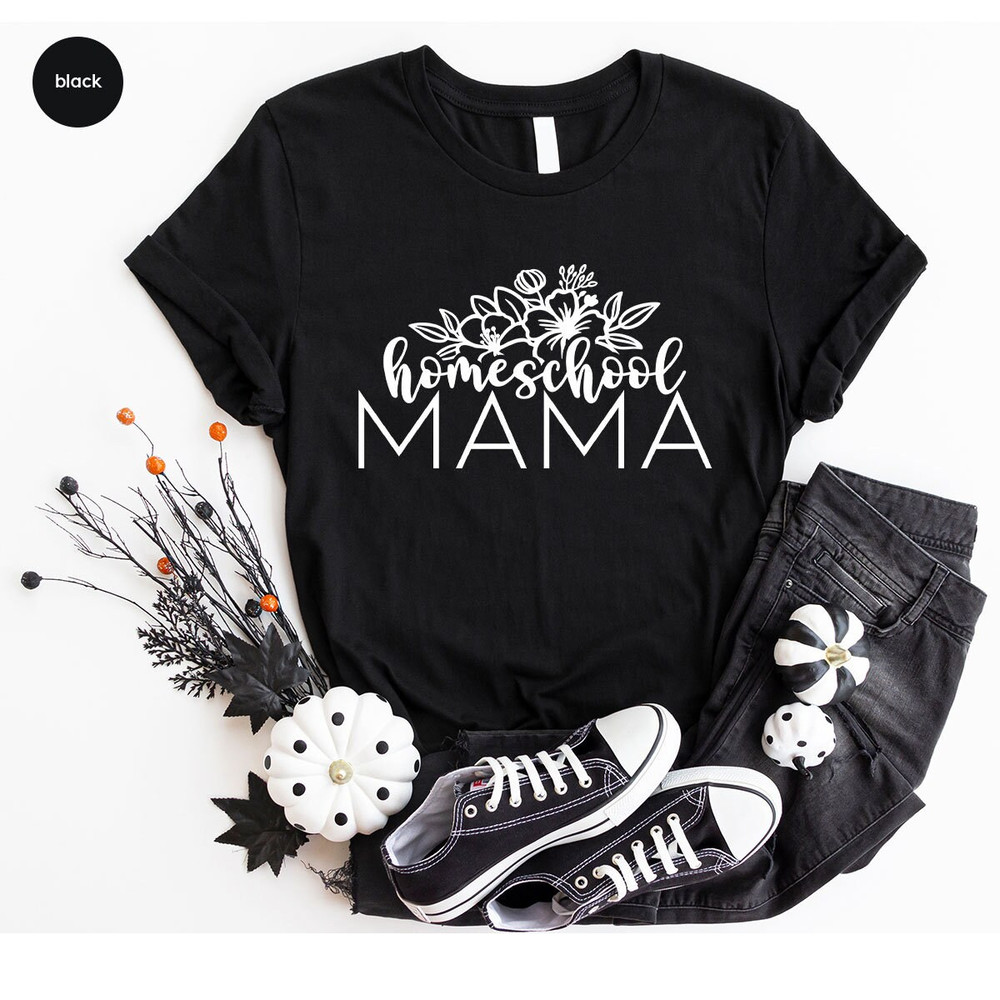Floral Homeschool Mama TShirt, Mothers Day Gift, Christian Mama Shirt, Mothers Day Shirt, Cute Mommy Vneck Shirt, Religious Mom Graphic Tees - 6.jpg