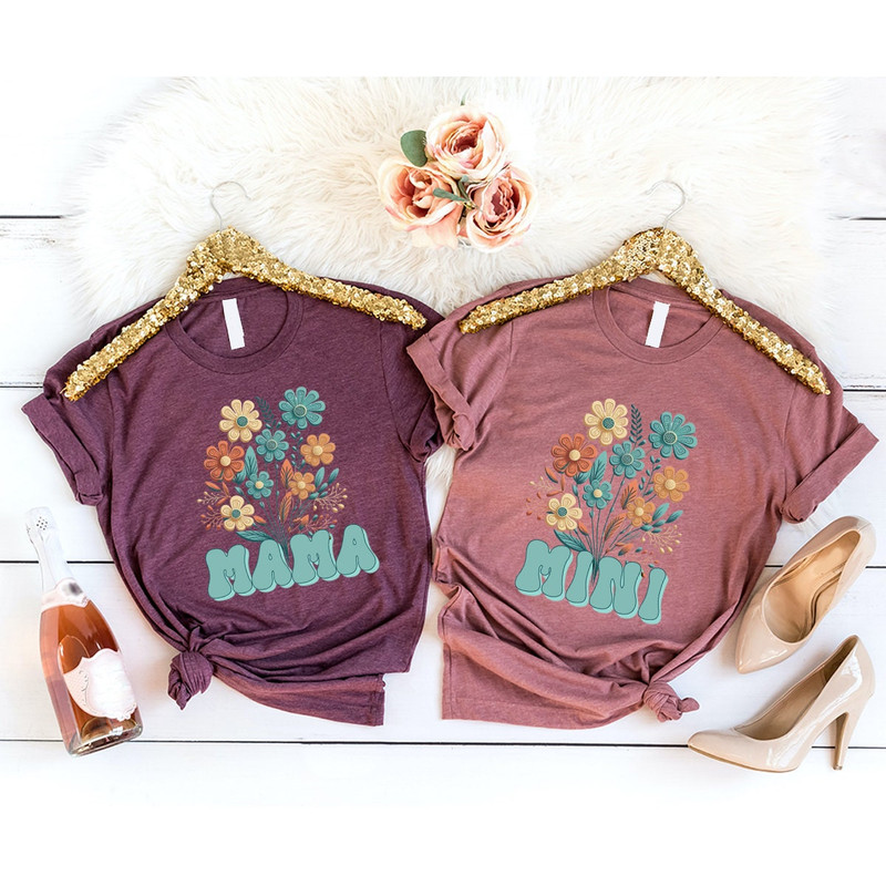 Floral Mother Daughter Shirts, Mothers Day Gift, Matching Mama and Mini Tees, Mothers Day Shirt, Mother Daughter Gifts, Mommy and Me Outfits - 1.jpg