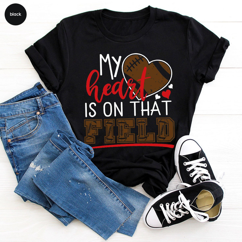 Football Heart Graphic Shirts for Women, Soccer Mom Tees, Football Mom Shirt, Football Sister Gifts, My Heart Is On That Field T-Shirt - 4.jpg