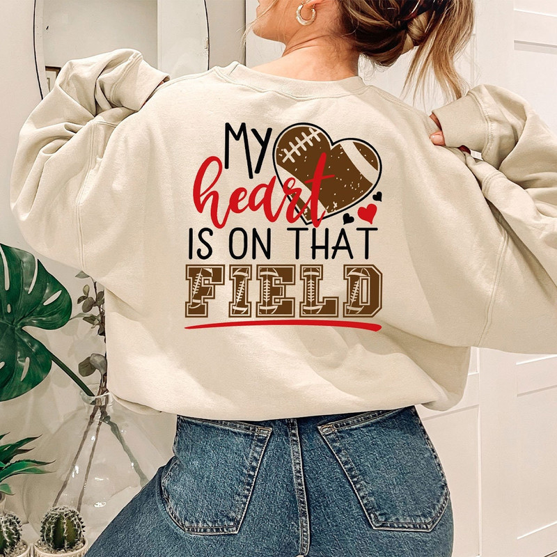 Football Heart Graphic Shirts for Women, Soccer Mom Tees, Football Mom Shirt, Football Sister Gifts, My Heart Is On That Field T-Shirt - 7.jpg