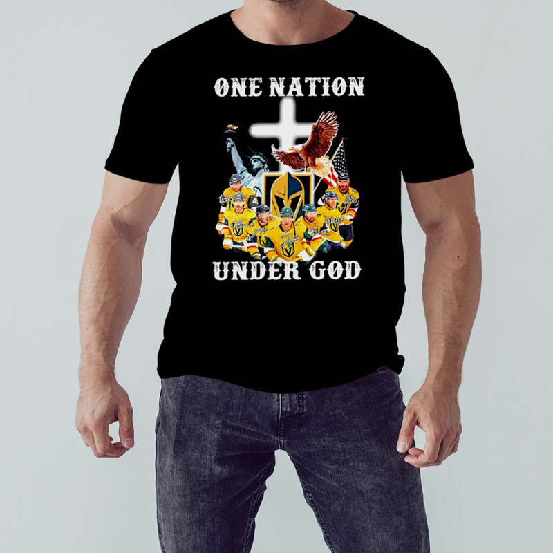 Vegas Golden Knights One Nation Under God Signatures Shirt, Unisex Clothing, Shirt For Men Women, Graphic Design
