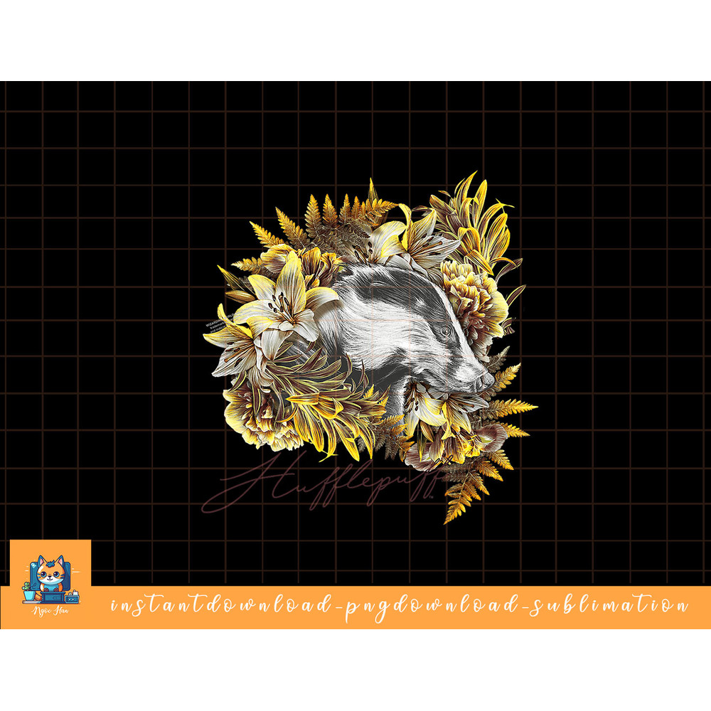 Harry Potter Hufflepuff Floral Badger Mascot png, sublimate, digital download.jpg