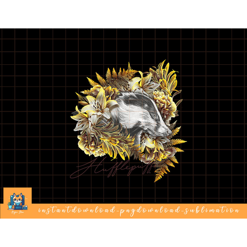 Harry Potter Hufflepuff Floral Badger Mascot png, sublimate, digital download.jpg