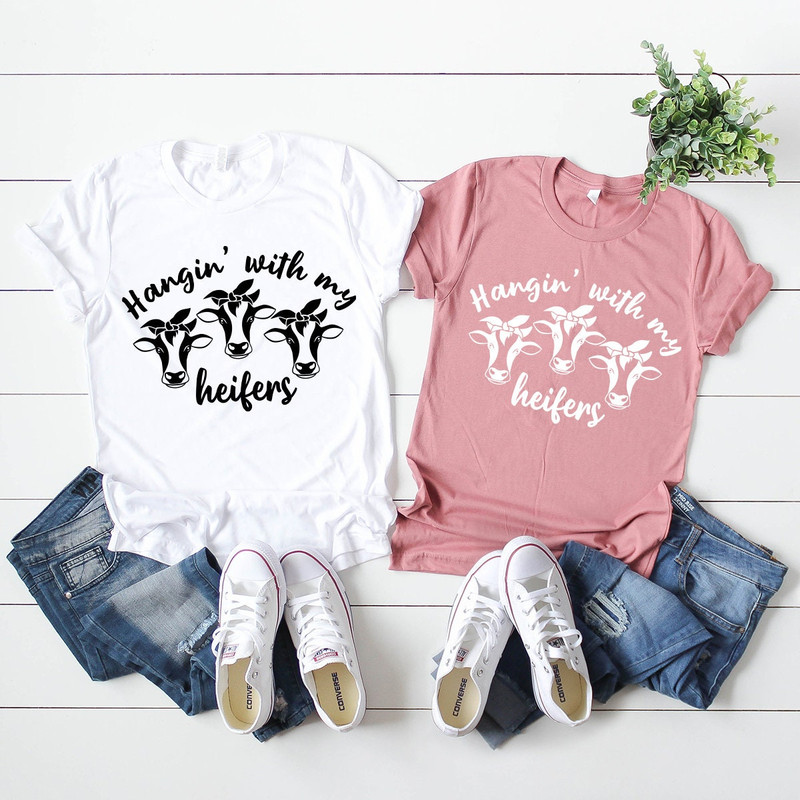 Funny Heifer Shirt, Farmer Shirt, Bandana Cow Shirt, Southern Shirt, Country T-Shirt, Girl Country Shirt, Hanging With My Heifers Shirt - 4.jpg