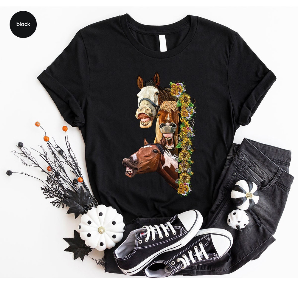 Funny Horse Shirt, Farm T-Shirt, Horse Gifts, Floral Vneck Shirt, Horse Graphic Tees, Western Shirt, Farm Animal Tees, Gift for Her - 4.jpg