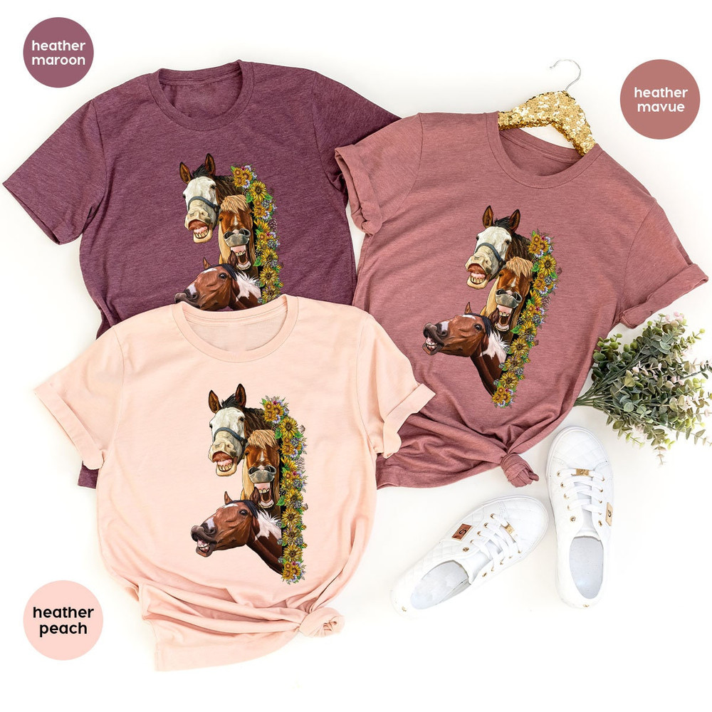Funny Horse Shirt, Farm T-Shirt, Horse Gifts, Floral Vneck Shirt, Horse Graphic Tees, Western Shirt, Farm Animal Tees, Gift for Her - 5.jpg