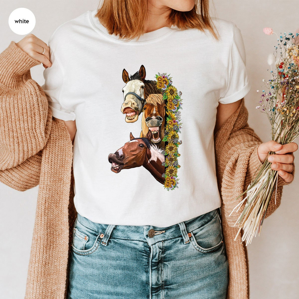Funny Horse Shirt, Farm T-Shirt, Horse Gifts, Floral Vneck Shirt, Horse Graphic Tees, Western Shirt, Farm Animal Tees, Gift for Her - 6.jpg