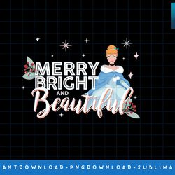 disney princess cinderella merry bright beautiful holiday png, sublimate, digital print