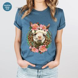 funny llama t-shirt, llama graphic tees, floral llama shirt, gift for her, shirt for women, cute llama shirt, women outf