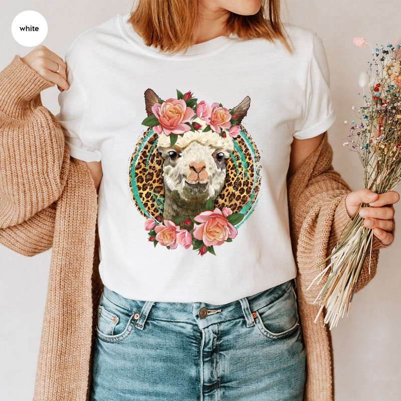Funny Llama T-Shirt, Llama Graphic Tees, Floral Llama Shirt, Gift for Her, Shirt for Women, Cute Llama Shirt, Women Outfit, Mom Shirt - 3.jpg