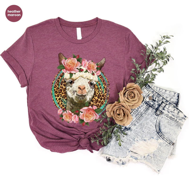 Funny Llama T-Shirt, Llama Graphic Tees, Floral Llama Shirt, Gift for Her, Shirt for Women, Cute Llama Shirt, Women Outfit, Mom Shirt - 4.jpg
