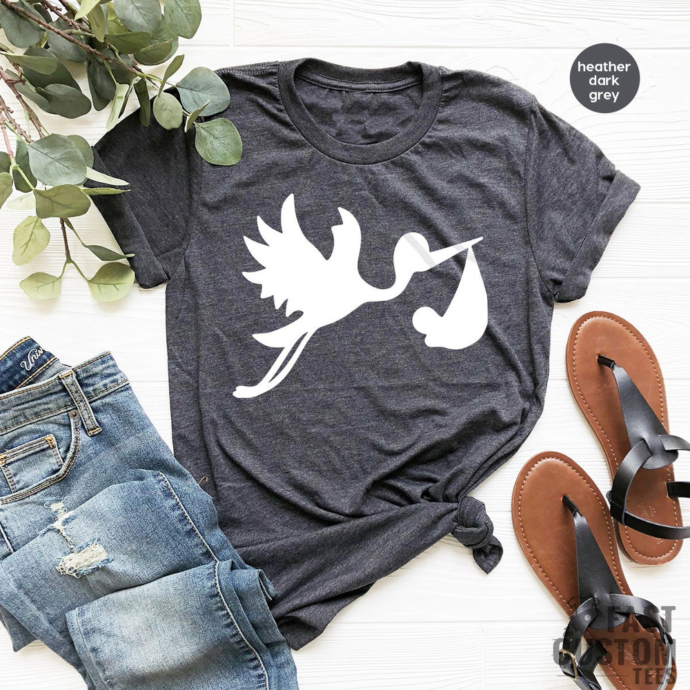Funny Pregnant Shirt, Gift For New Mom, Baby Announcement, Pregnancy TShirt, New Mama T Shirt, Expecting Mom T-Shirt, Stork With Baby - 2.jpg