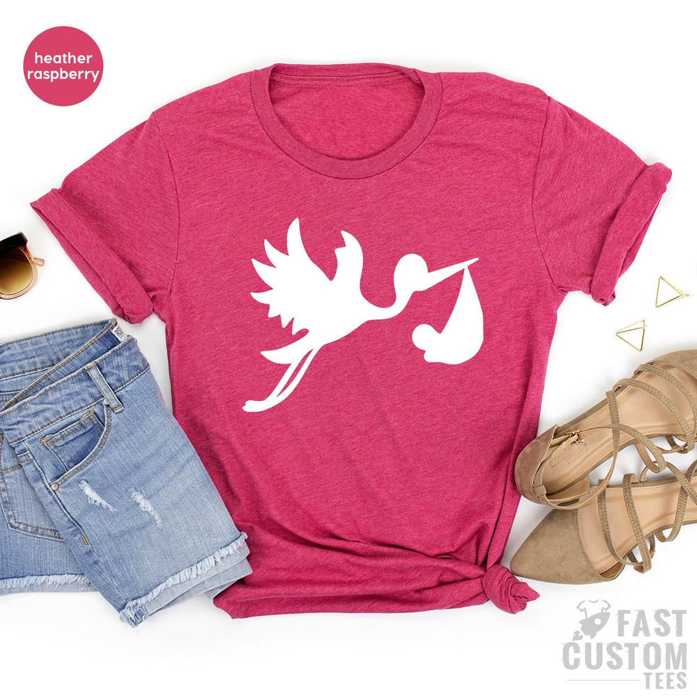 Funny Pregnant Shirt, Gift For New Mom, Baby Announcement, Pregnancy TShirt, New Mama T Shirt, Expecting Mom T-Shirt, Stork With Baby - 4.jpg