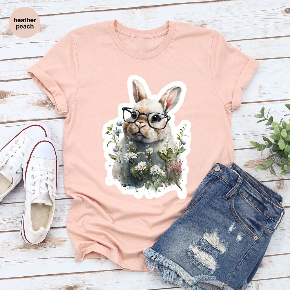 Funny Rabbit Shirt, Easter Bunny T-Shirt, Floral Graphic Tees, Shirts for Women, Toddler Girl Outfit, Youth Tshirts, Bunny Vneck T Shirt - 6.jpg