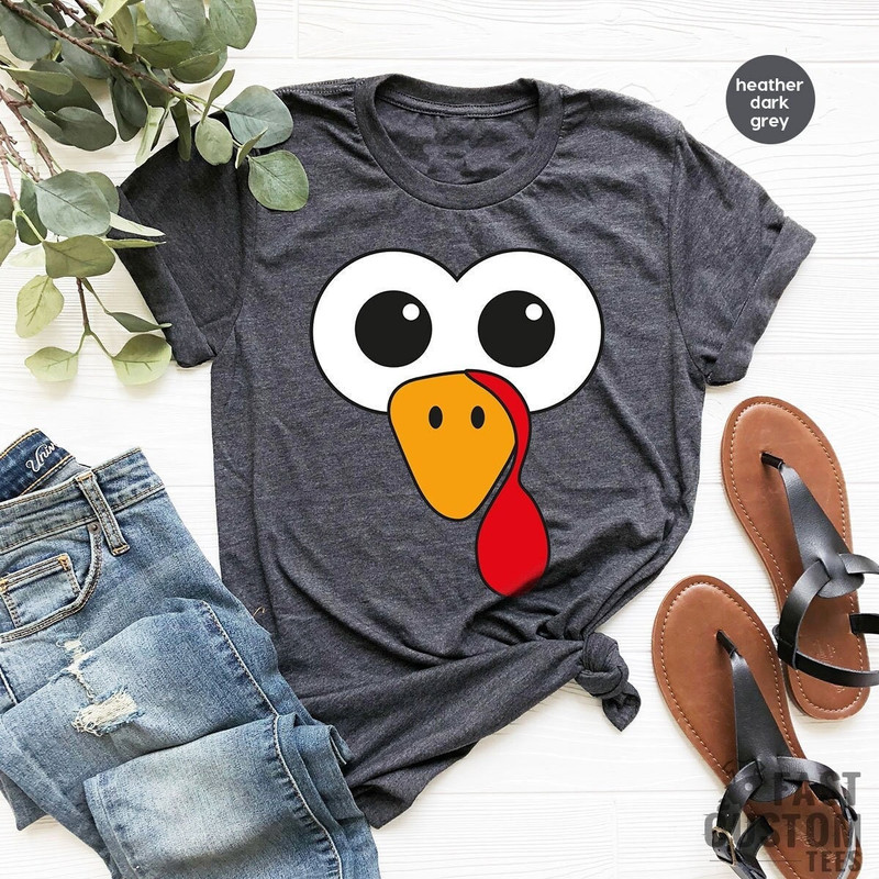 Funny Thanksgiving T-Shirt, Cute Turkey Fall Thanksgiving Shirt, Little Turkey Shirt, Turkey Face Shirts, Family Matching Thanksgiving Shirt - 1.jpg