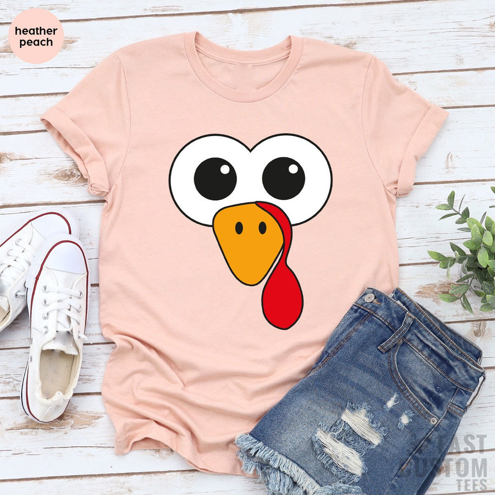 Funny Thanksgiving T-Shirt, Cute Turkey Fall Thanksgiving Shirt, Little Turkey Shirt, Turkey Face Shirts, Family Matching Thanksgiving Shirt - 3.jpg