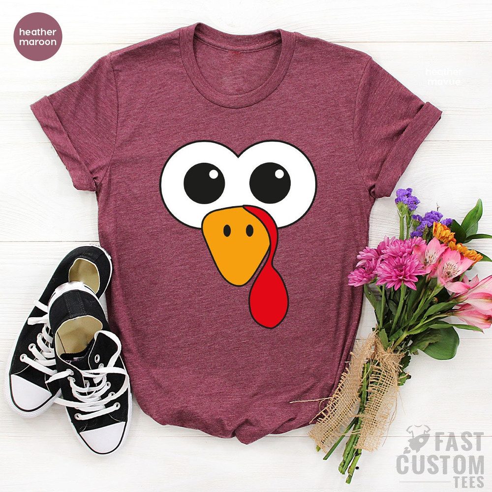 Funny Thanksgiving T-Shirt, Cute Turkey Fall Thanksgiving Shirt, Little Turkey Shirt, Turkey Face Shirts, Family Matching Thanksgiving Shirt - 6.jpg