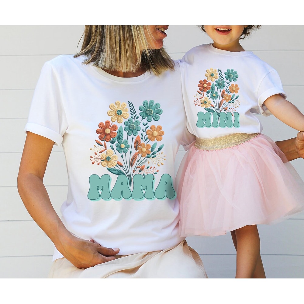 Gifts for Mom, Floral Mama Shirt, Matching Family Shirt, Mom Shirt, Matching Mothers Day T-Shirt, Mothers Day Gift, Mom And Daughter Tee - 2.jpg