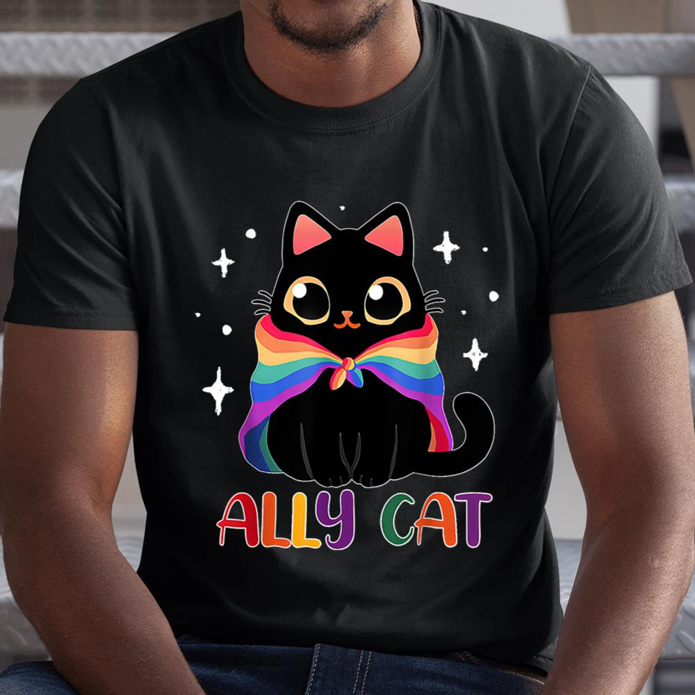 Ally Cat LGBT Gay Rainbow Pride Flag Funny Cat Lover Shirt Itees Global, Shirt For Men Women, Graphic Design