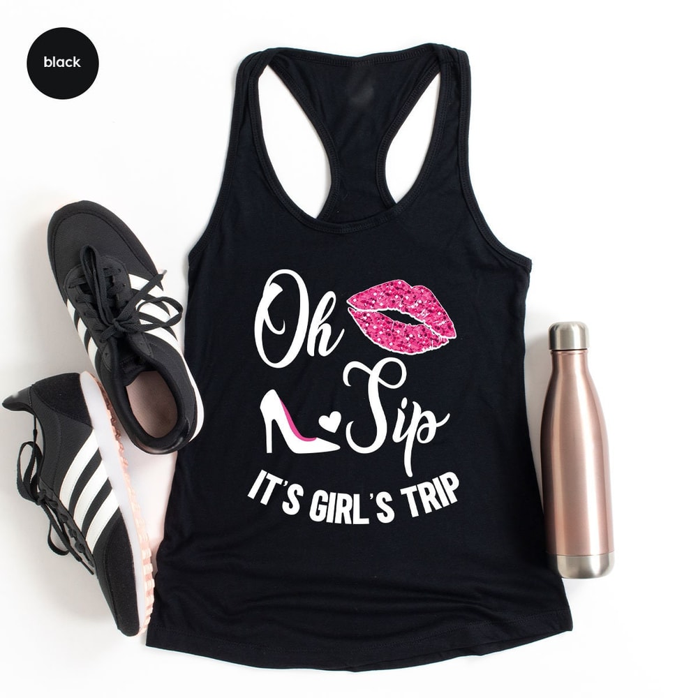 Girls Trip Tanks, Summer Tank, Travel Graphic Tees, Holiday Tank Racerback, Trip Vneck Tank, Gift for Her, Tank for Women, Vacation Tank - 1.jpg