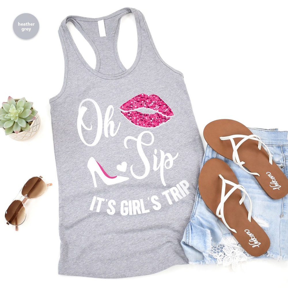 Girls Trip Tanks, Summer Tank, Travel Graphic Tees, Holiday Tank Racerback, Trip Vneck Tank, Gift for Her, Tank for Women, Vacation Tank - 5.jpg