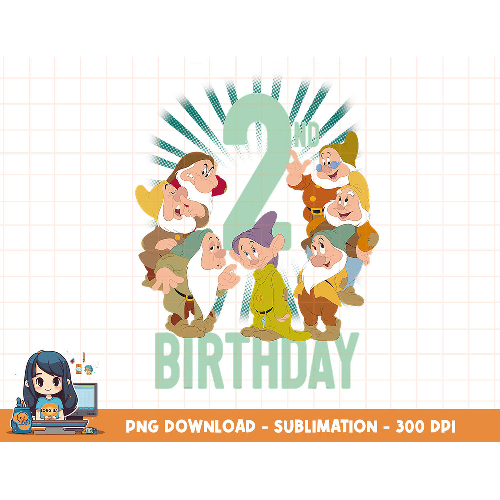 Disney Snow White Seven Dwarfs 2nd Birthday Portrait png, sublimation, digital print.jpg